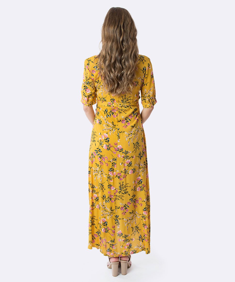 chinese dress ladies Black Basic Maternity Wrap Maxi Dress – PinkBlush