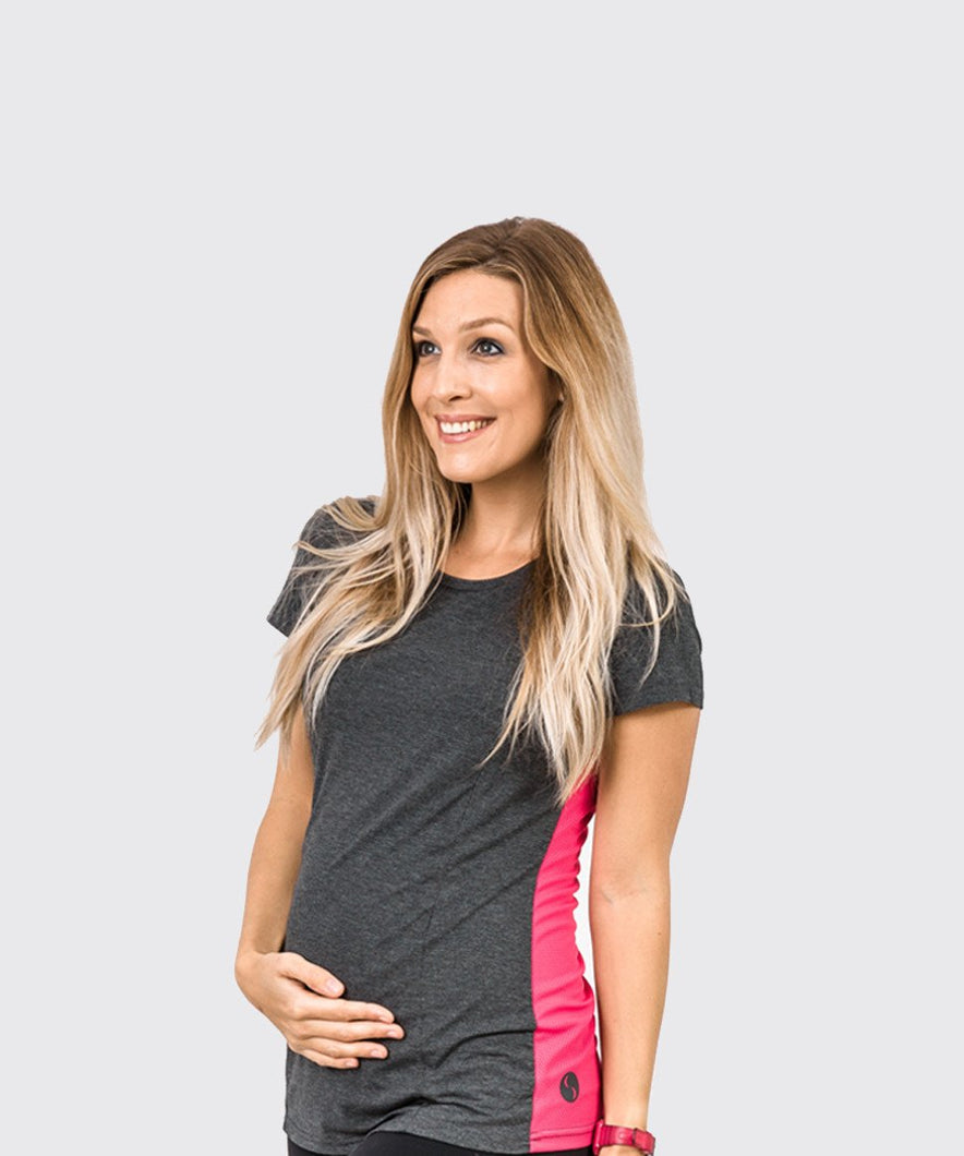 Active Workout Nursing Tee - Pink/Grey