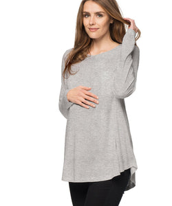 Rockabye Long Sleeve Maternity Tee Grey Marle