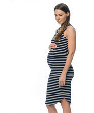 More Than Words Maternity Singlet Dress - Navy Stripe