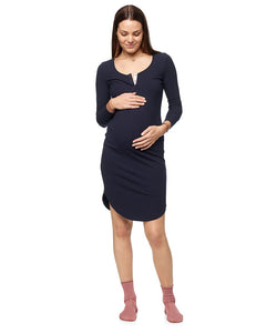 Until Tomorrow Henley Dress in Navy