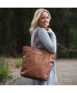 Vanchi Capri Tote Nappy Bag Tan