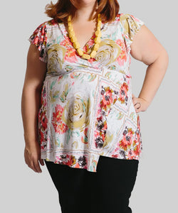 Hibiscus Crossover Plus Size Maternity Top