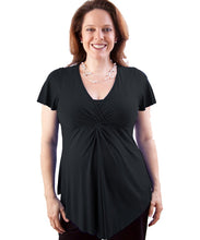 Twist Front Feeding Plus Size Maternity Top - Black