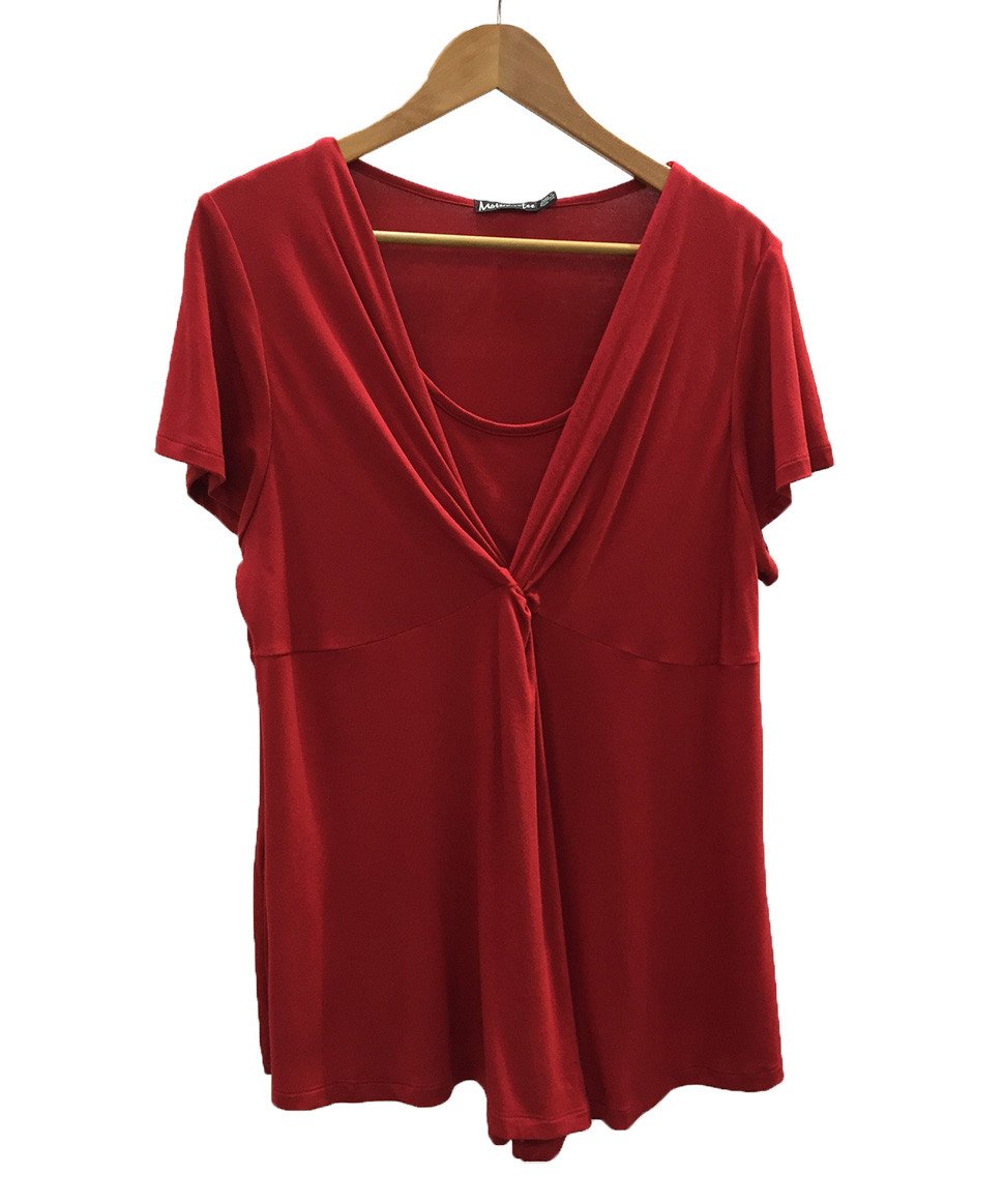 Twist Front Feeding Plus Size Maternity Top - Red