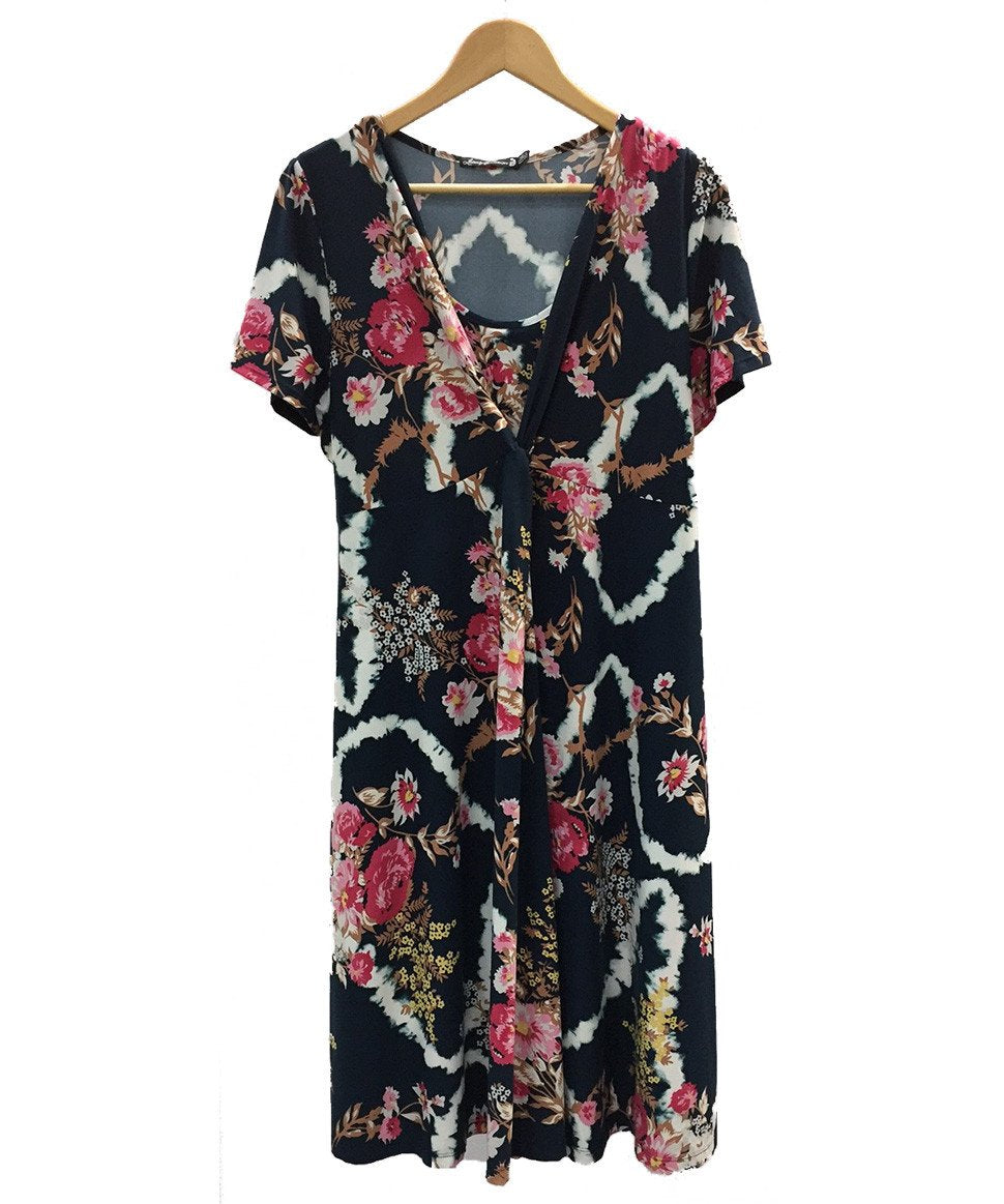 Floral Twist Front Plus Size Maternity Dress