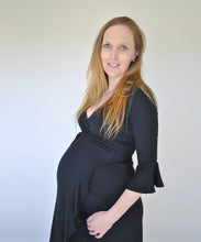 Flute Sleeve Wrap Ruffle Dress