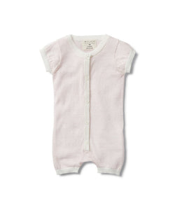 Knitted Short Sleeve Growsuit Pretty Pink Stripe