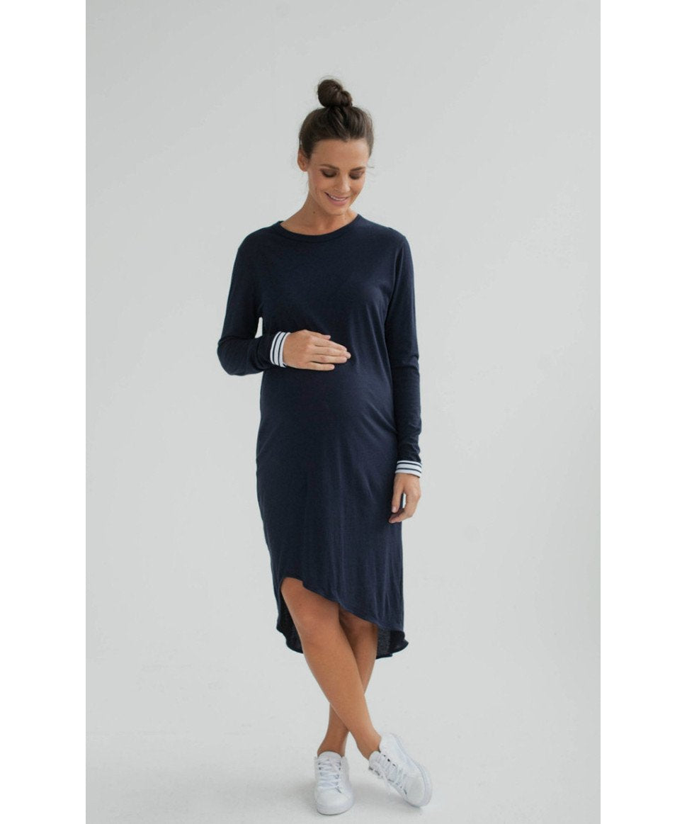 Legoe Grammar Maternity and Nursing Dress in Navy