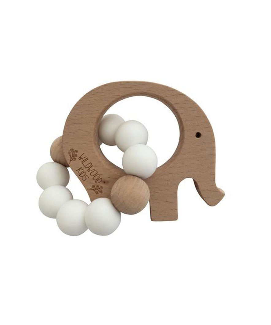 Elephant Teether in Scandi White