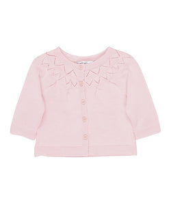 Yoke Detail Pink Knit Cardigan