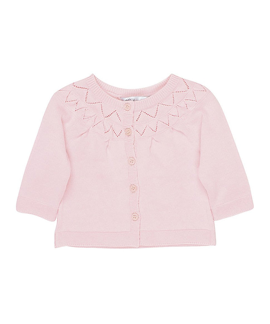 Yoke Detail Pink Knit Cardigan