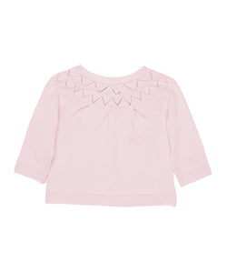 Yoke Detail Pink Knit Cardigan