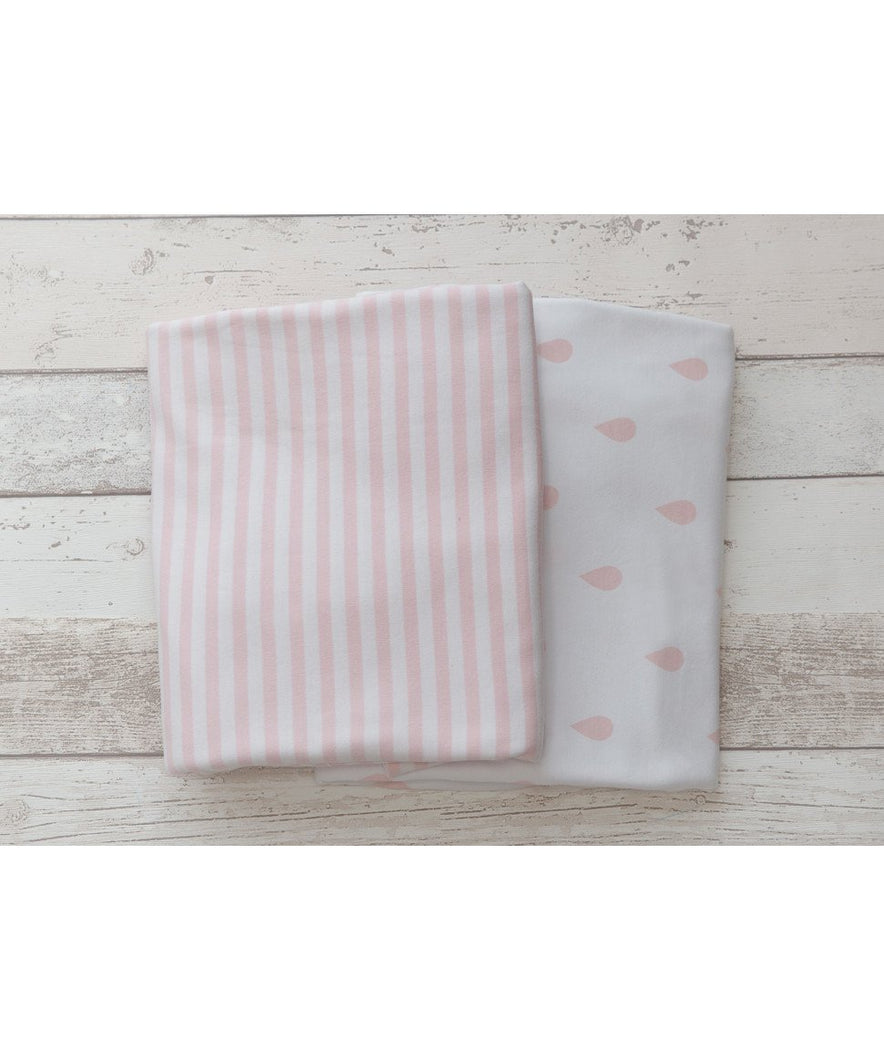 Lil Fraser 2 Fitted Cot Sheet Set Pink Raindrop and Stripe