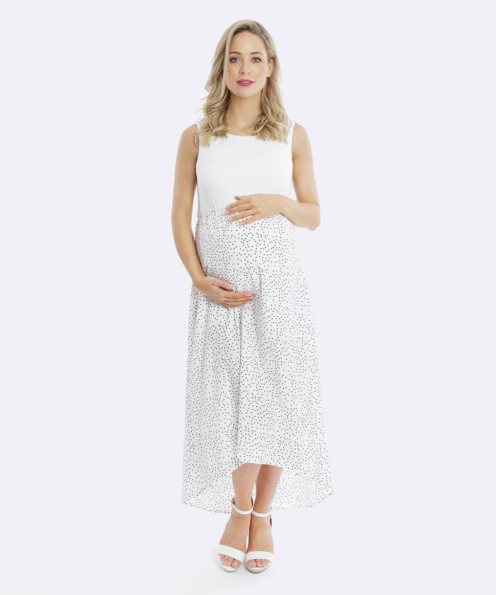 Rosie Hi Lo Maternity Dress in White