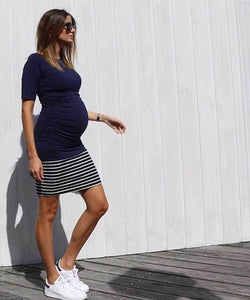 Luella Maternity Dress in Navy & White