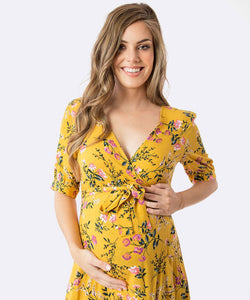 Harlow Maternity Wrap Dress in Tuscan Sun Print