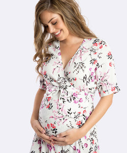 Harlow Maternity Wrap Dress in Jasmine Floral