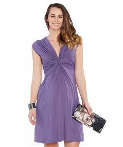 Maternity Irene Knee Length Knot Dress - Lilac