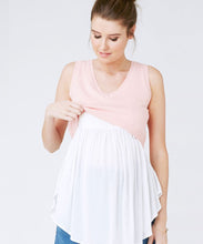 Sleeveless Babydoll Nursing Knit in Pop Pink/White