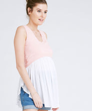 Sleeveless Babydoll Nursing Knit in Pop Pink/White