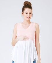 Sleeveless Babydoll Nursing Knit in Pop Pink/White