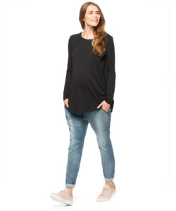 Rockabye Long Sleeve Maternity Tee Black