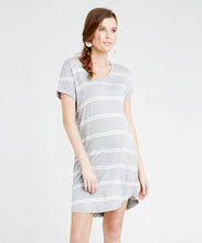 Relaxed T-Shirt Dress in White & Silver