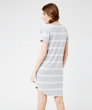 Relaxed T-Shirt Dress in White & Silver