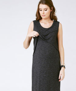 Swing Back Nursing Midi Dress in Granite