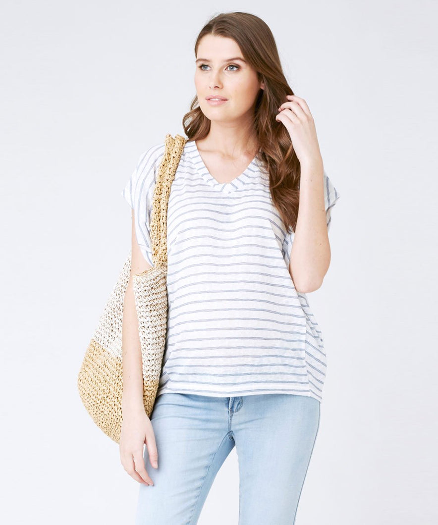 Riviera Knit Top in Indigo & White