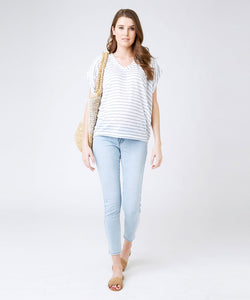 Riviera Knit Top in Indigo & White