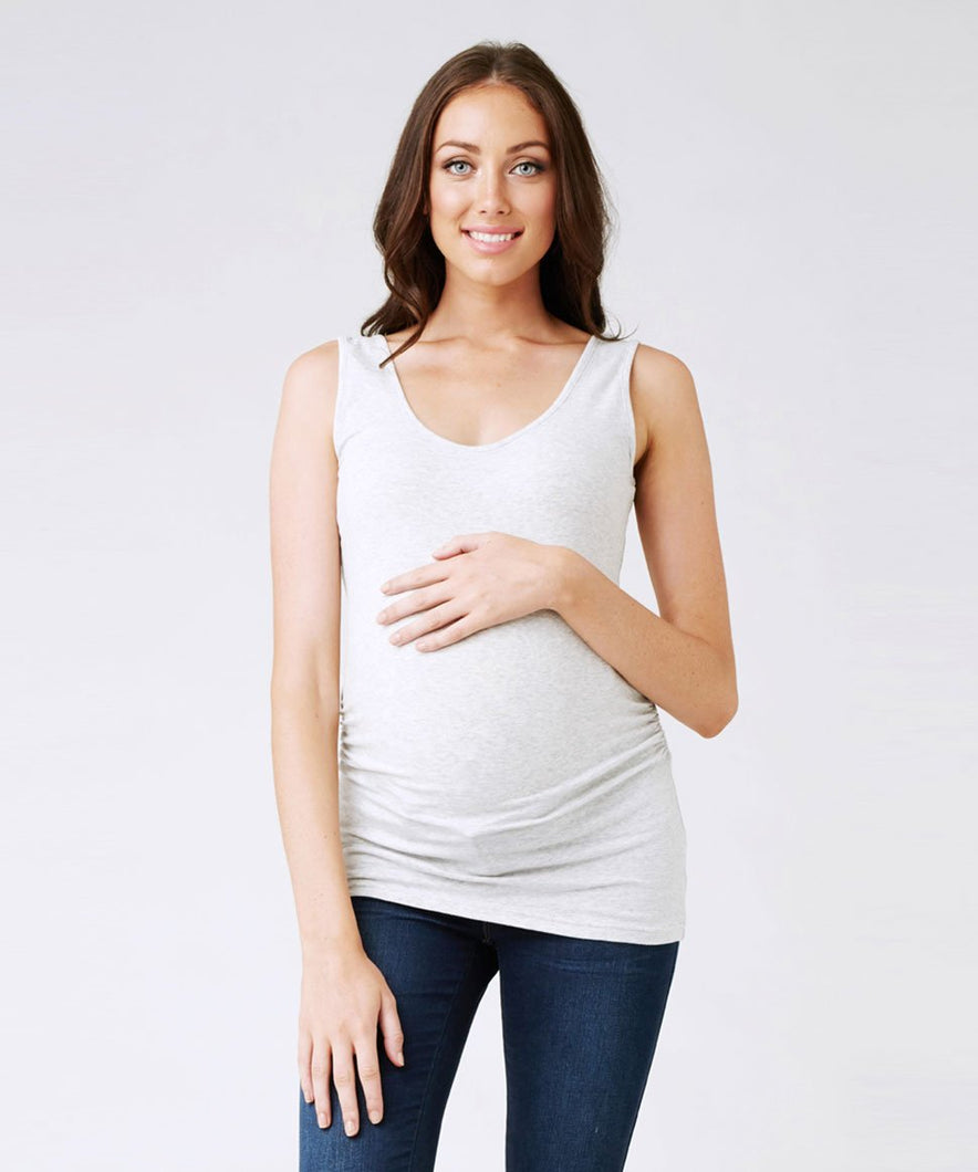 Scoop Neck Tube Tank in Silver Marle