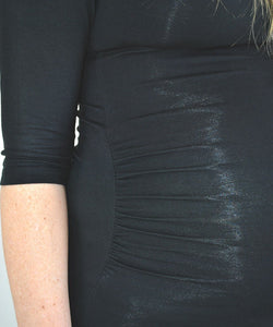 Talitha V Neck Tee 3/4 Sleeves in Black