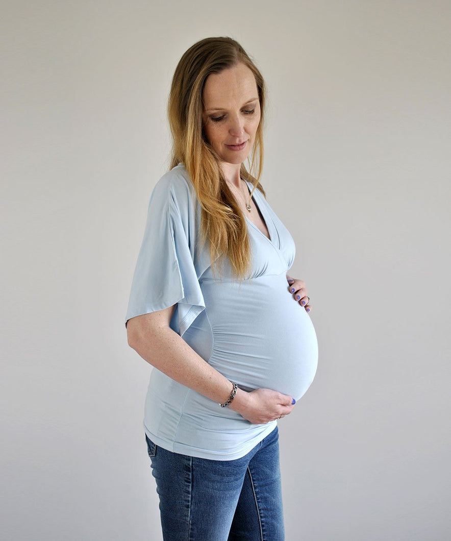 Meg Kimono 3/4 Sleeve Top in Blue