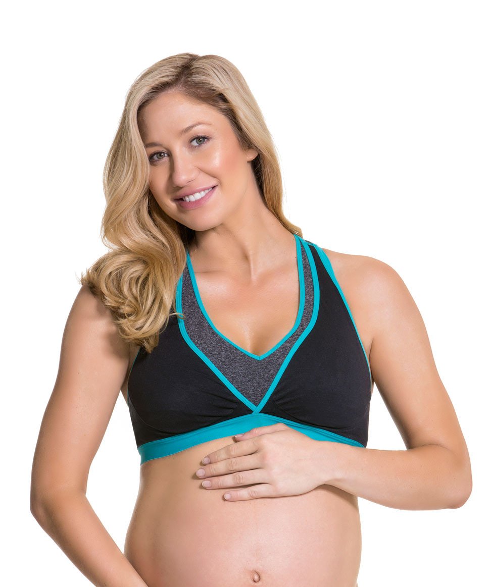 Yoga, Lounge and Breast Pumping Bra - Black/Grey