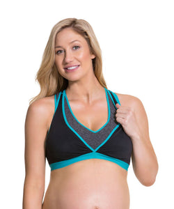 Yoga, Lounge and Breast Pumping Bra - Black/Grey