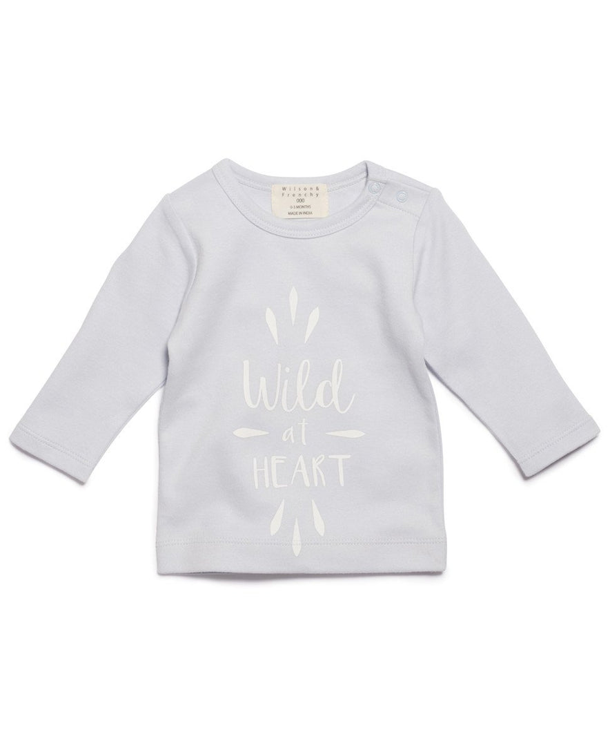 Wild at Heart Long Sleeve Baby Top Blue