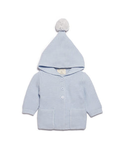 Cashmere Blue Knitted Jacket with Hood