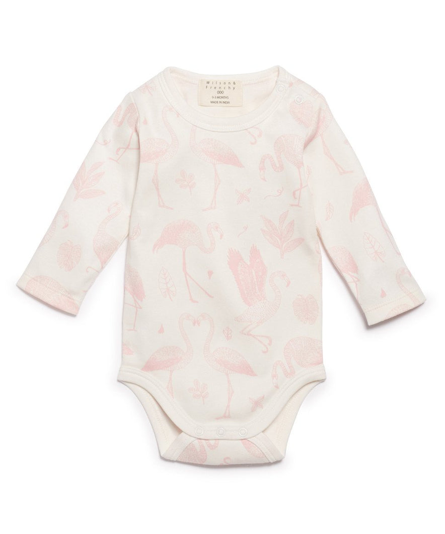 Flamingo Long Sleeve Baby Bodysuit