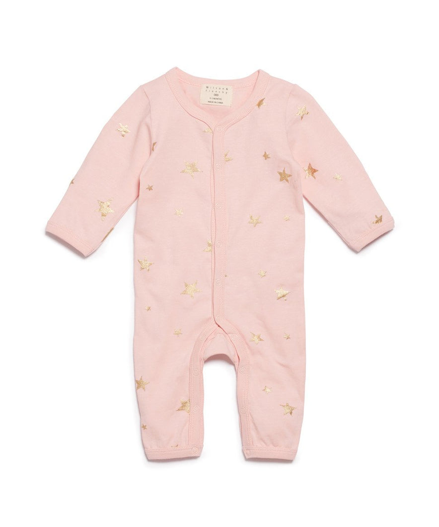 Pink Star Bright Long Sleeve Growsuit