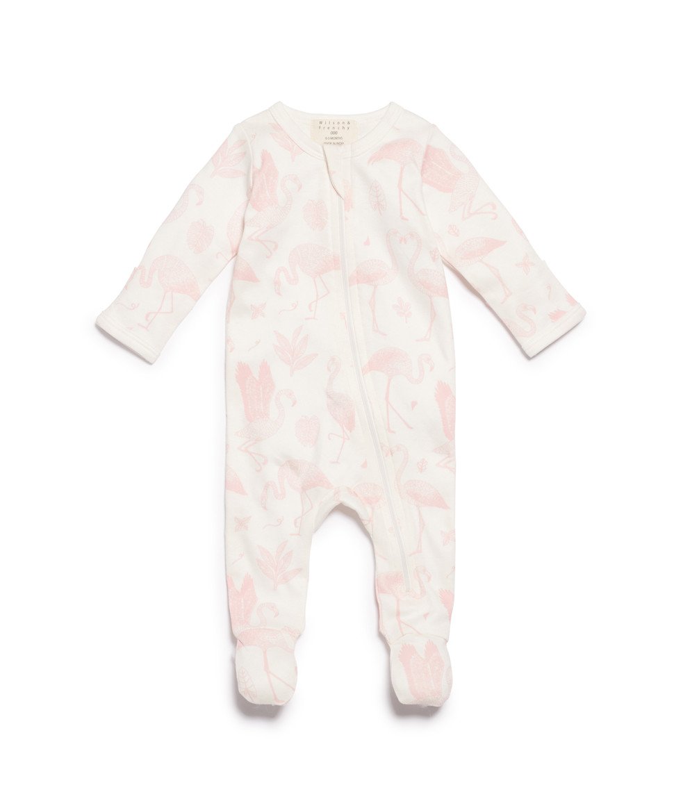 Flamingo Baby Zipsuit with Feet