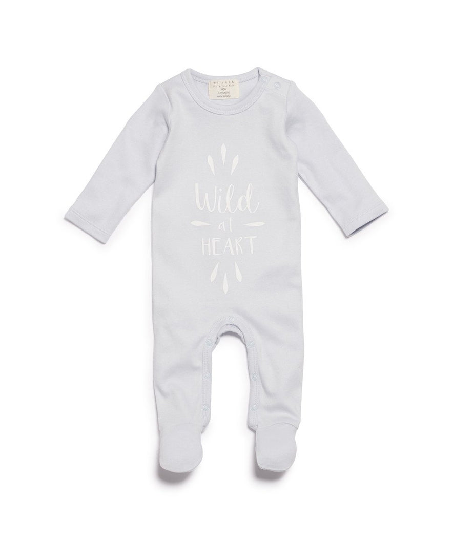Wild at heart Baby Growsuit with Feet Blue