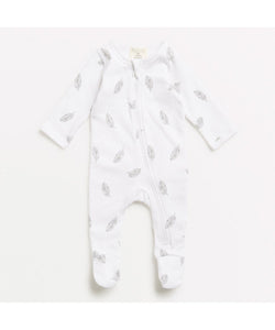 Tiny Leaf Baby Zipsuit with Feet