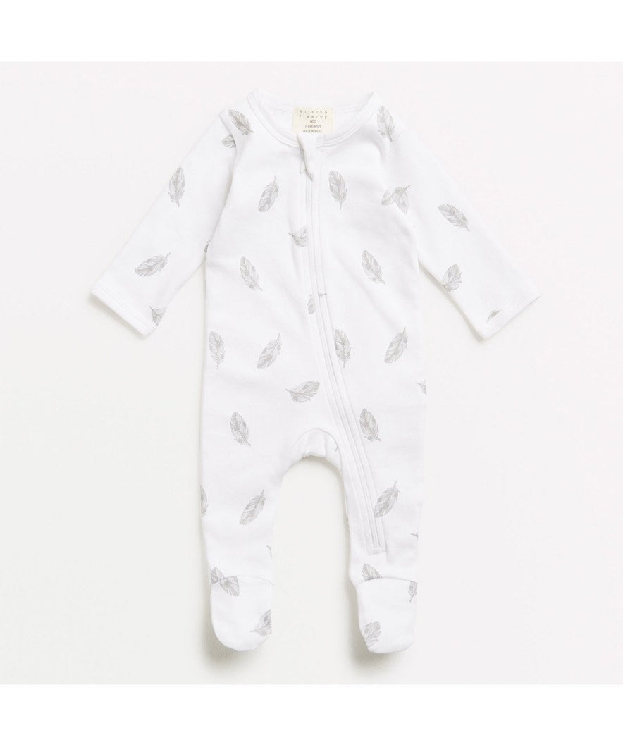 Tiny Leaf Baby Zipsuit with Feet