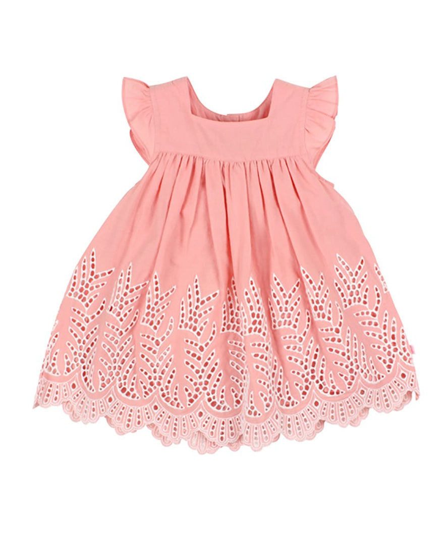 Alexa Dress with Lace Cut Work in Coral
