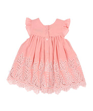 Alexa Dress with Lace Cut Work in Coral