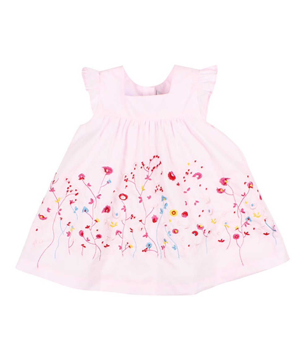 Sage Frill Sleeve Flower Dress - Angel Pink