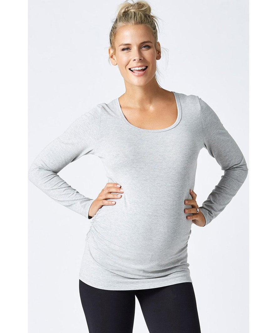 Basic Long Sleeve Maternity Tee Grey