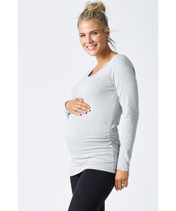 Basic Long Sleeve Maternity Tee Grey